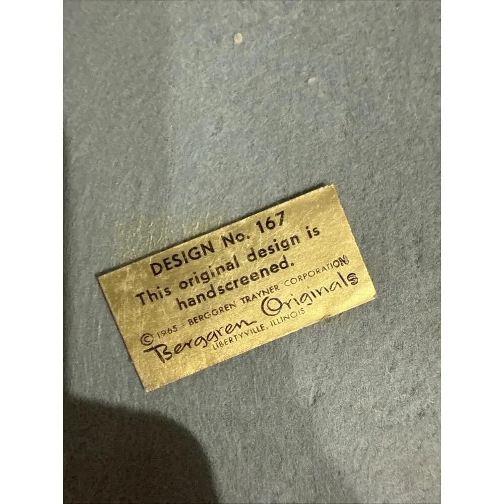 VTG 1970 Ceramic Tile Trivet Folk art Berggren Original 6” MCM Retro Mod Signed - Picture 6 of 7